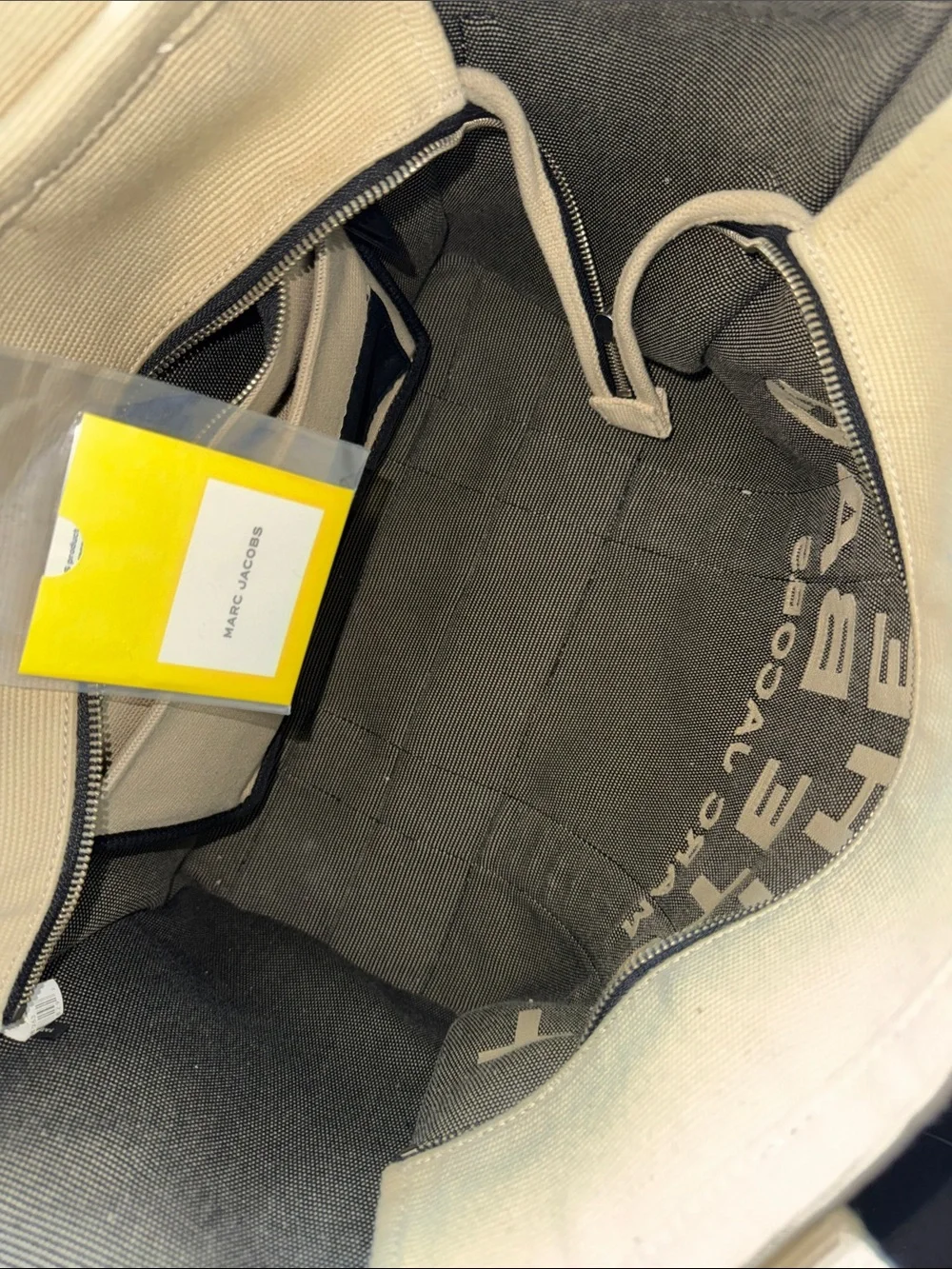 Marc Jacobs Canvas Tote Bag in Beige with Black Logo
